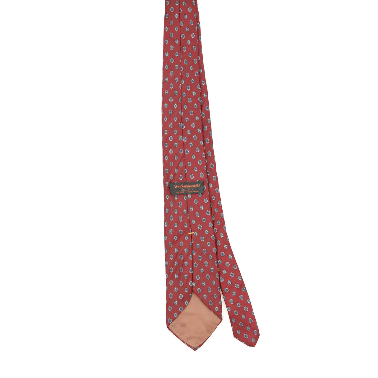 Back Back of Vintage 1990's Yves Saint Laurent Geometric Patterned Tie