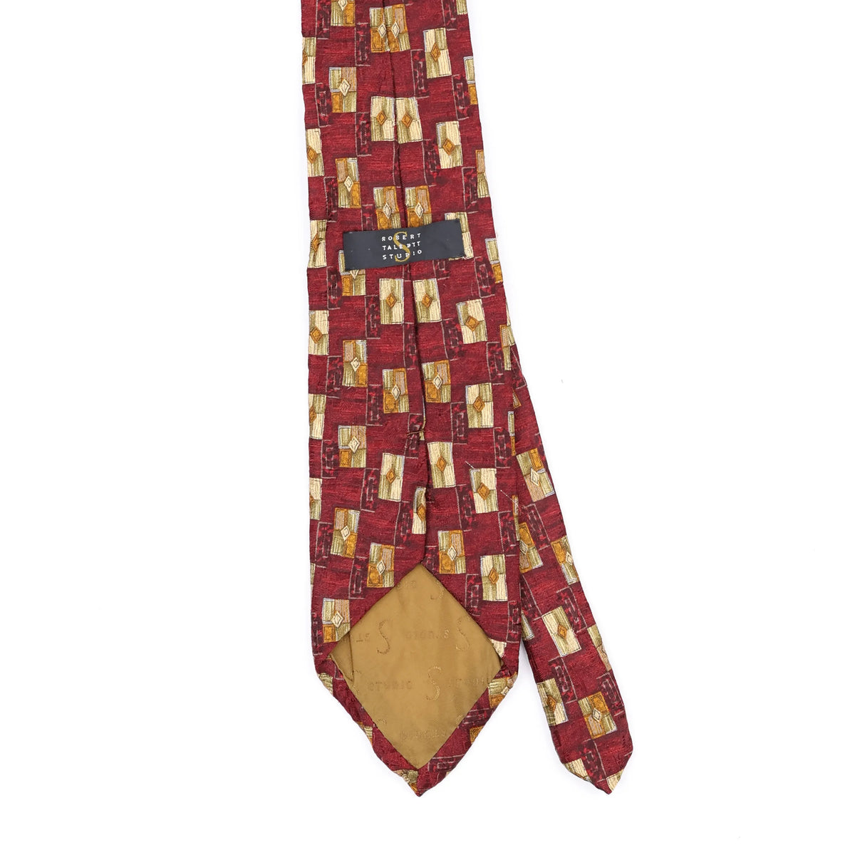 Back Back Detail of Vintage 1990's Robert Talbott Geometric Patterned Tie