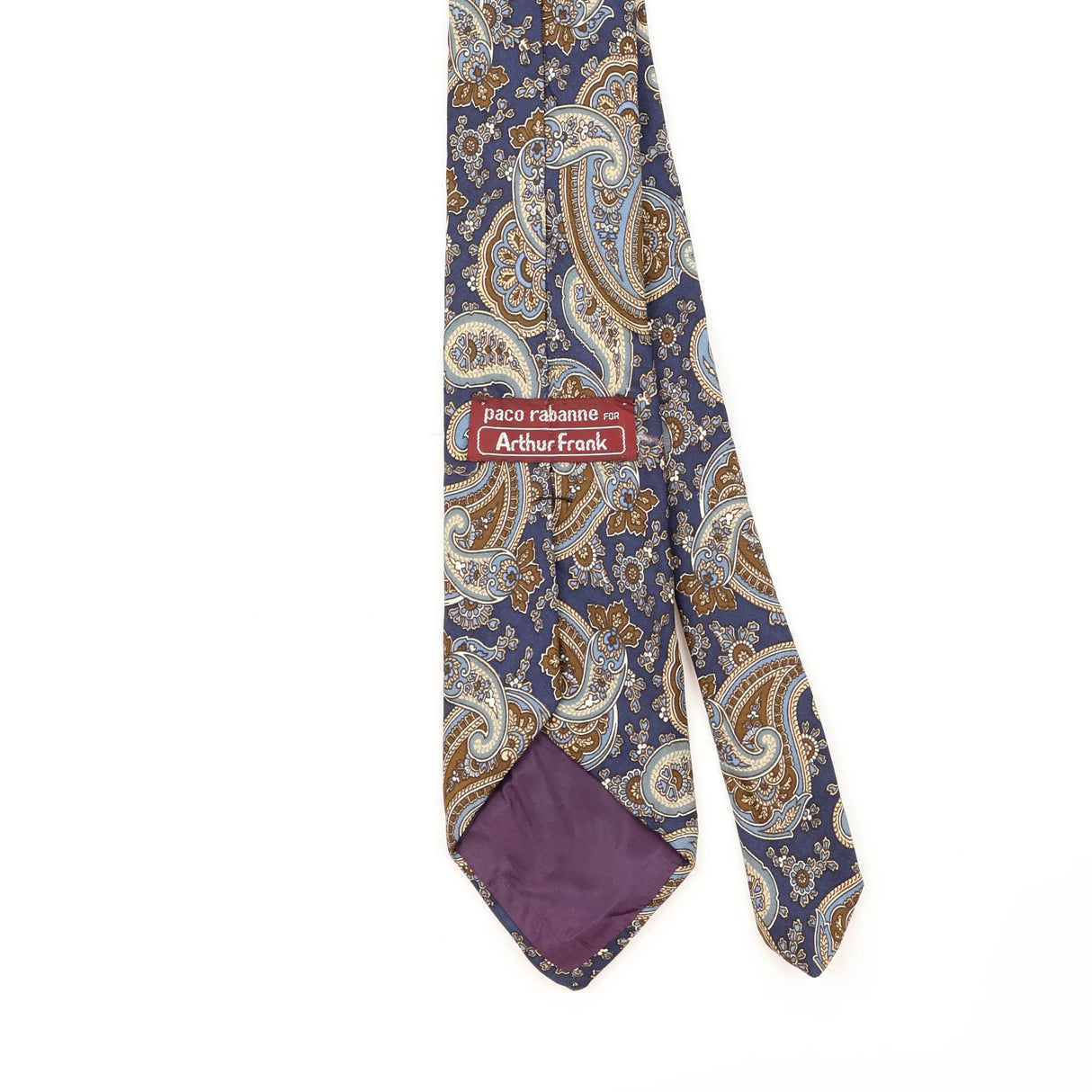 Back Detail of Vintage 1990's Paco Rabanne Paisley Patterned Tie