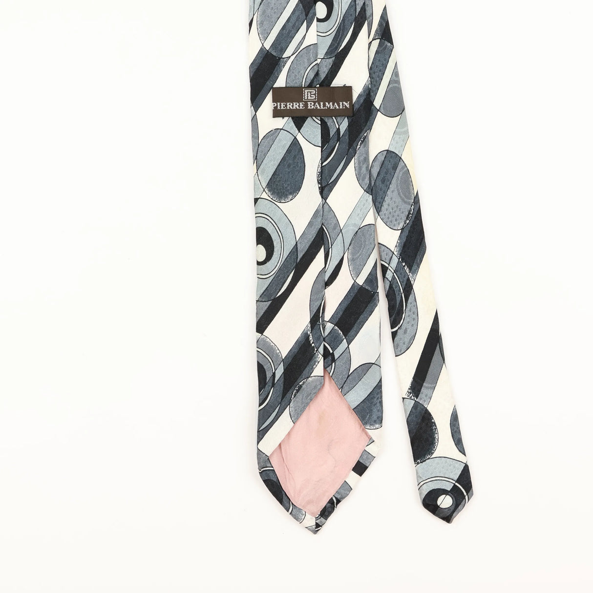 Back Detail of Vintage 1990's Pierre Balmain Geometric Patterned Tie