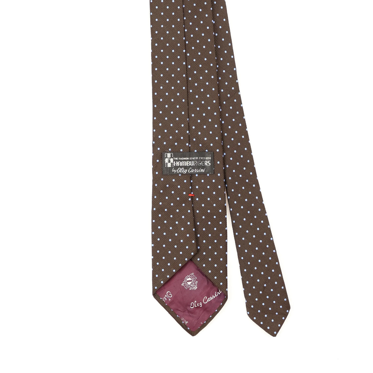 Back Back Detail of Vintage 1990's Oleg Cassini Polka Dot Patterned Tie