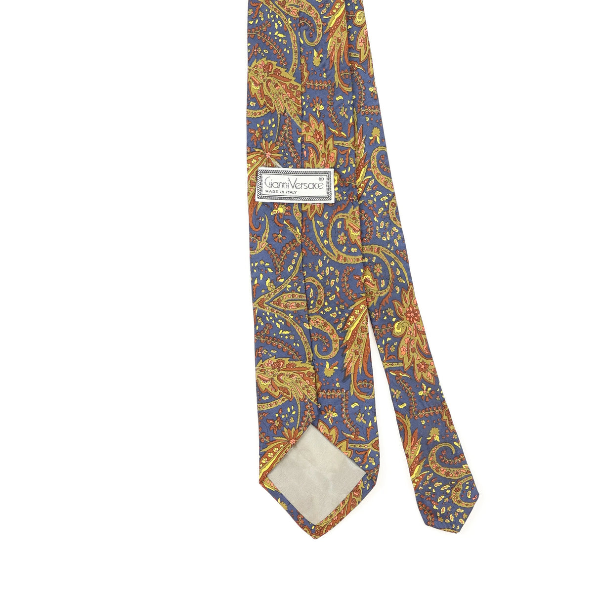 Back Detail of Vintage 1990's Versace Paisley Patterned Tie