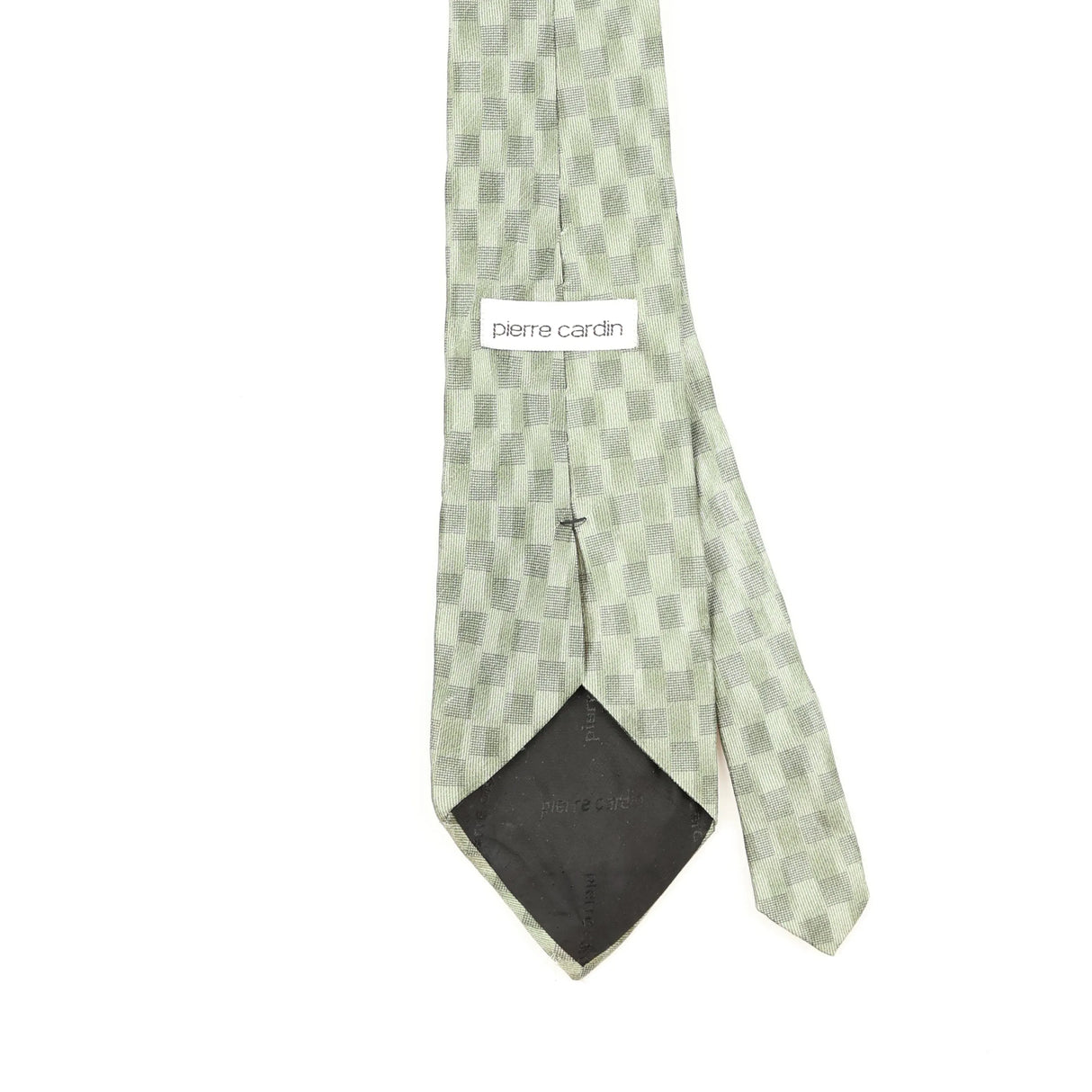 Back Back Detail of Vintage 1990's Pierre Cardin Check Patterned Tie