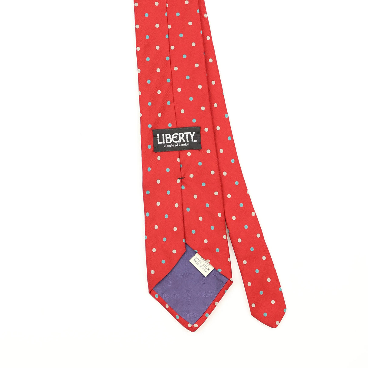 Back Back Detail of Vintage 1990's Liberty of London Polka Dot Patterned Tie