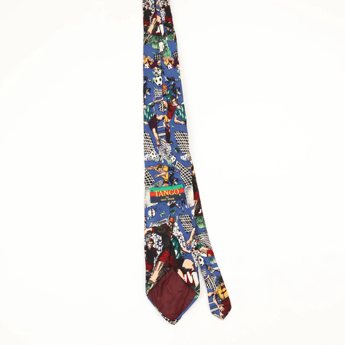 Back Back of Vintage 1990's Tango Football Cartoon Patterned Tie