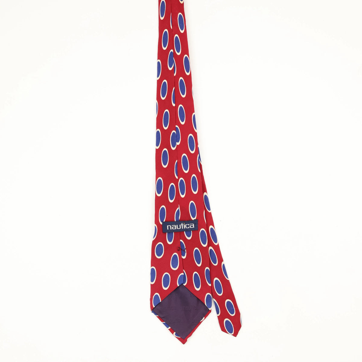 Back Back of Vintage 1990's Nautica Polka Dot Patterned Tie