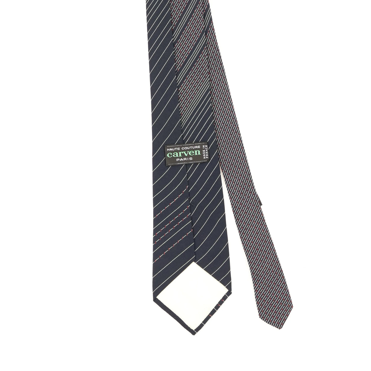 Back Detail of Vintage 1980's Carven Striped Patterned Tie