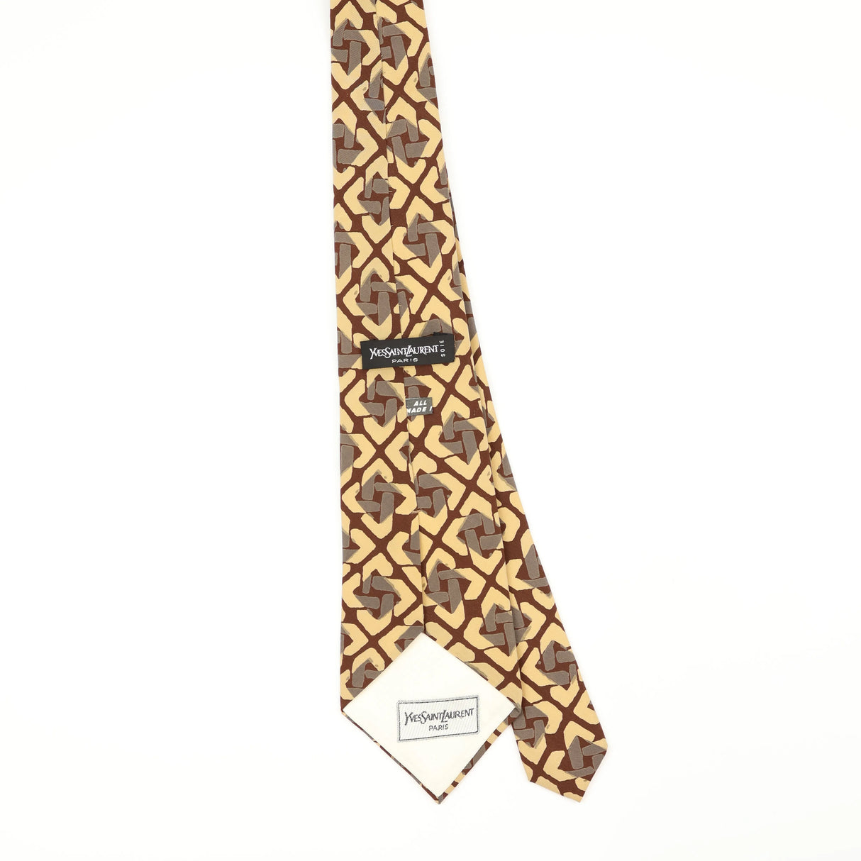 Back Back of Vintage 1980's Yves Saint Laurent Geometric Patterned Tie