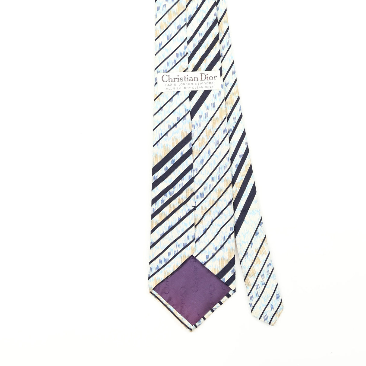 Back Back Detail of Vintage 1990's Christian Dior Striped Patterned Tie