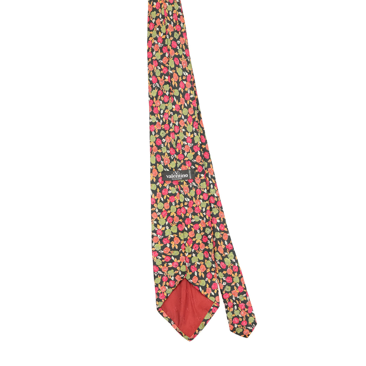 Back Back of Vintage 1990's Valentino Flowers Floral Patterned Tie