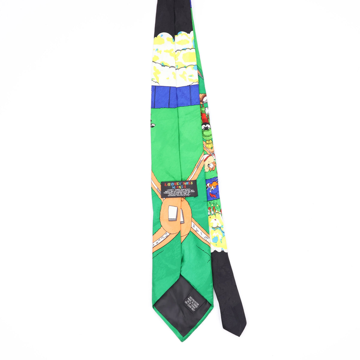 Back Back of Vintage 1990's Looney Tunes Baseball Cartoon Patterned Tie