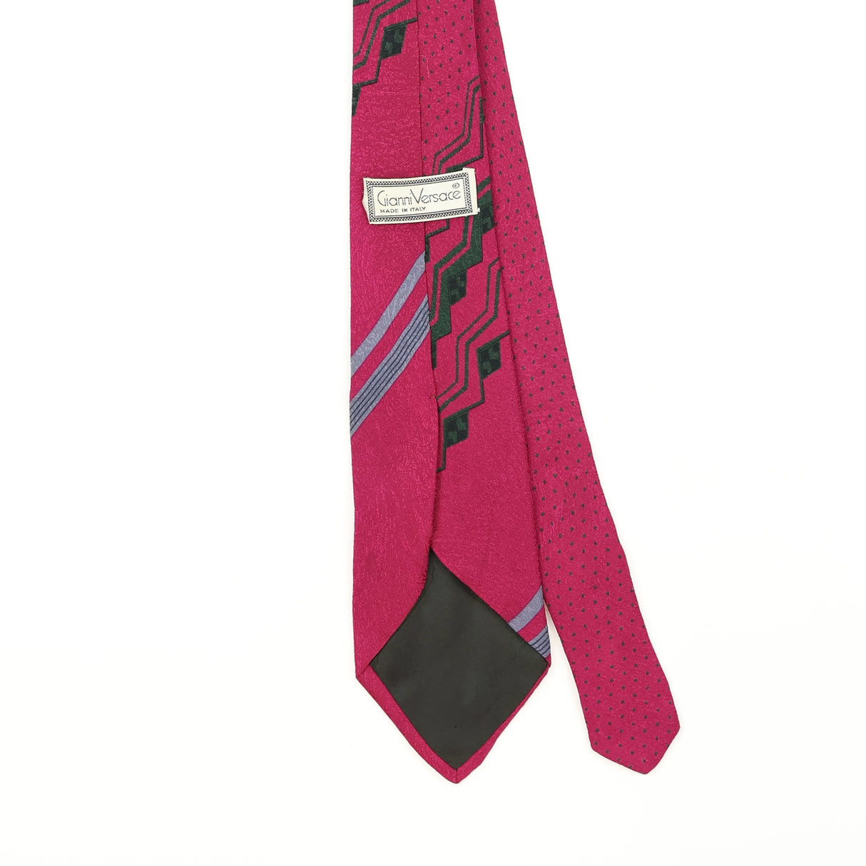 Back Detail of Vintage 1990's Versace Striped Patterned Tie