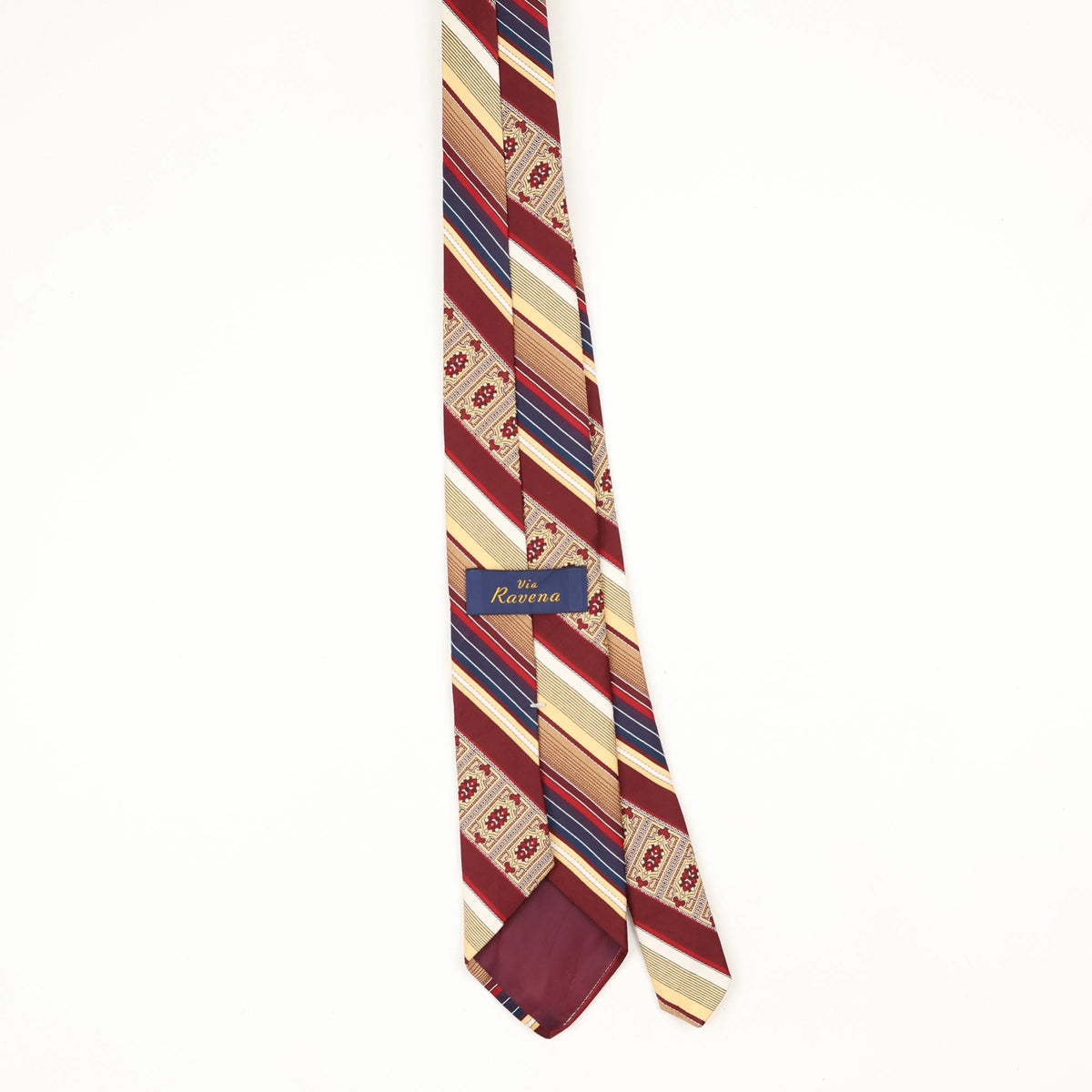 Back Back of Vintage 1980's Striped Patterned Tie