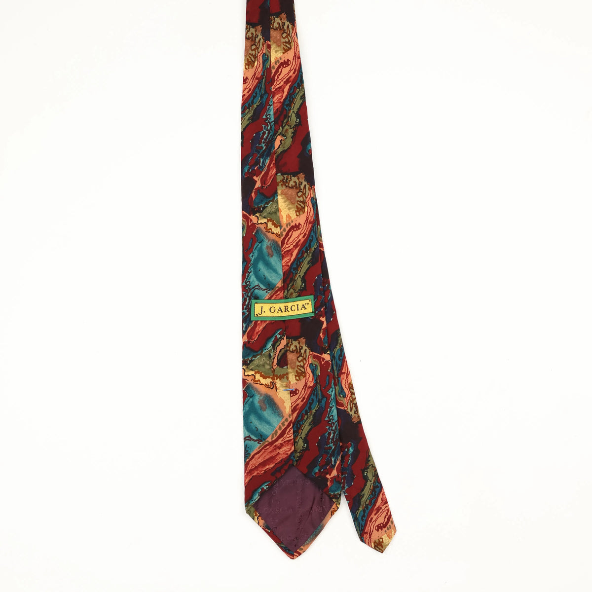 Back Back of Vintage 1990's Jerry Garcia Abstract Patterned Tie
