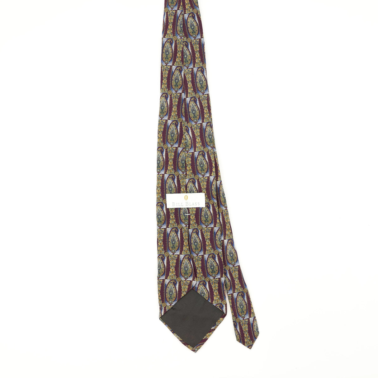 Back Back of Vintage 1990's Bill Blass Paisley Patterned Tie