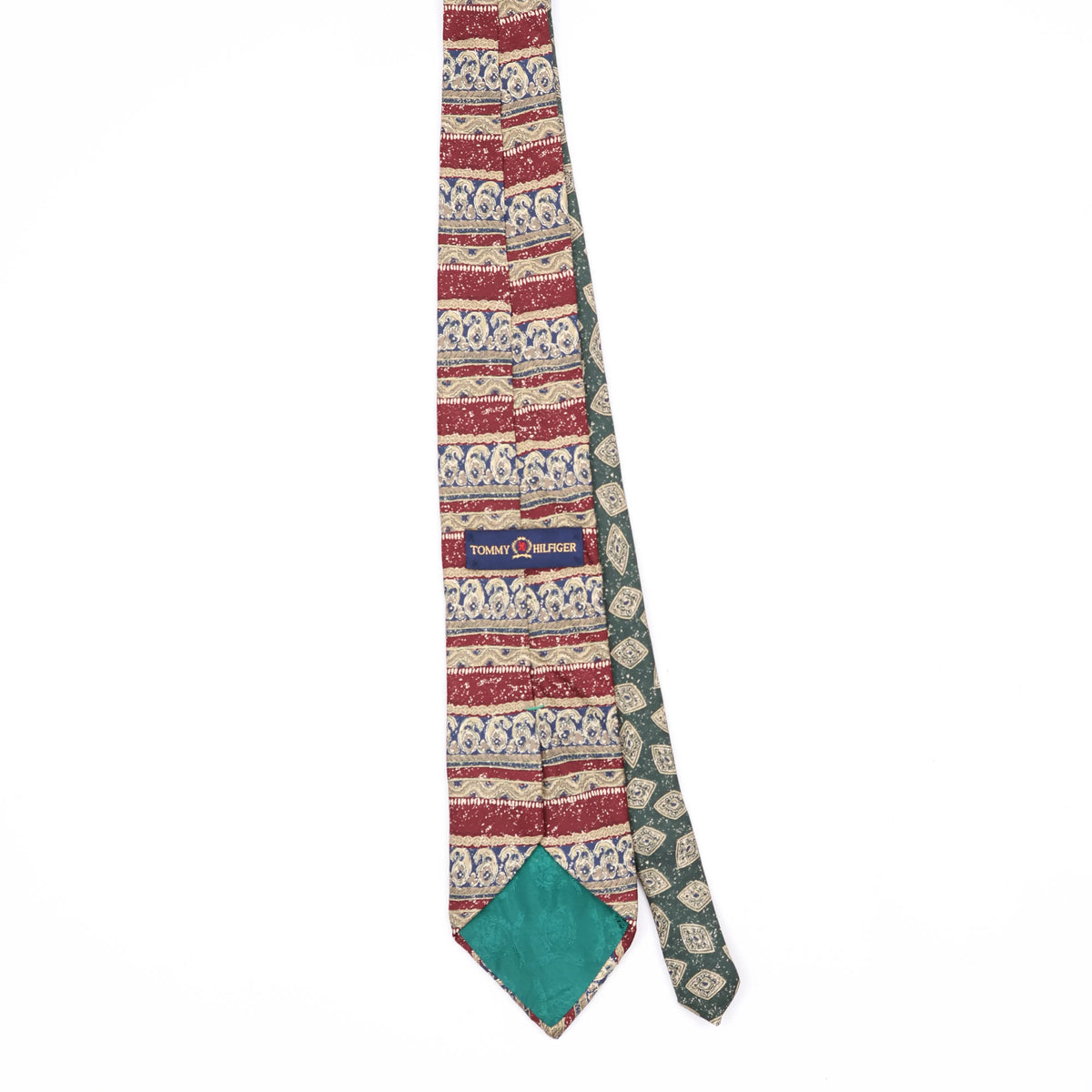 Back Back of Vintage 1990's Tommy Hilfiger Striped Patterned Tie