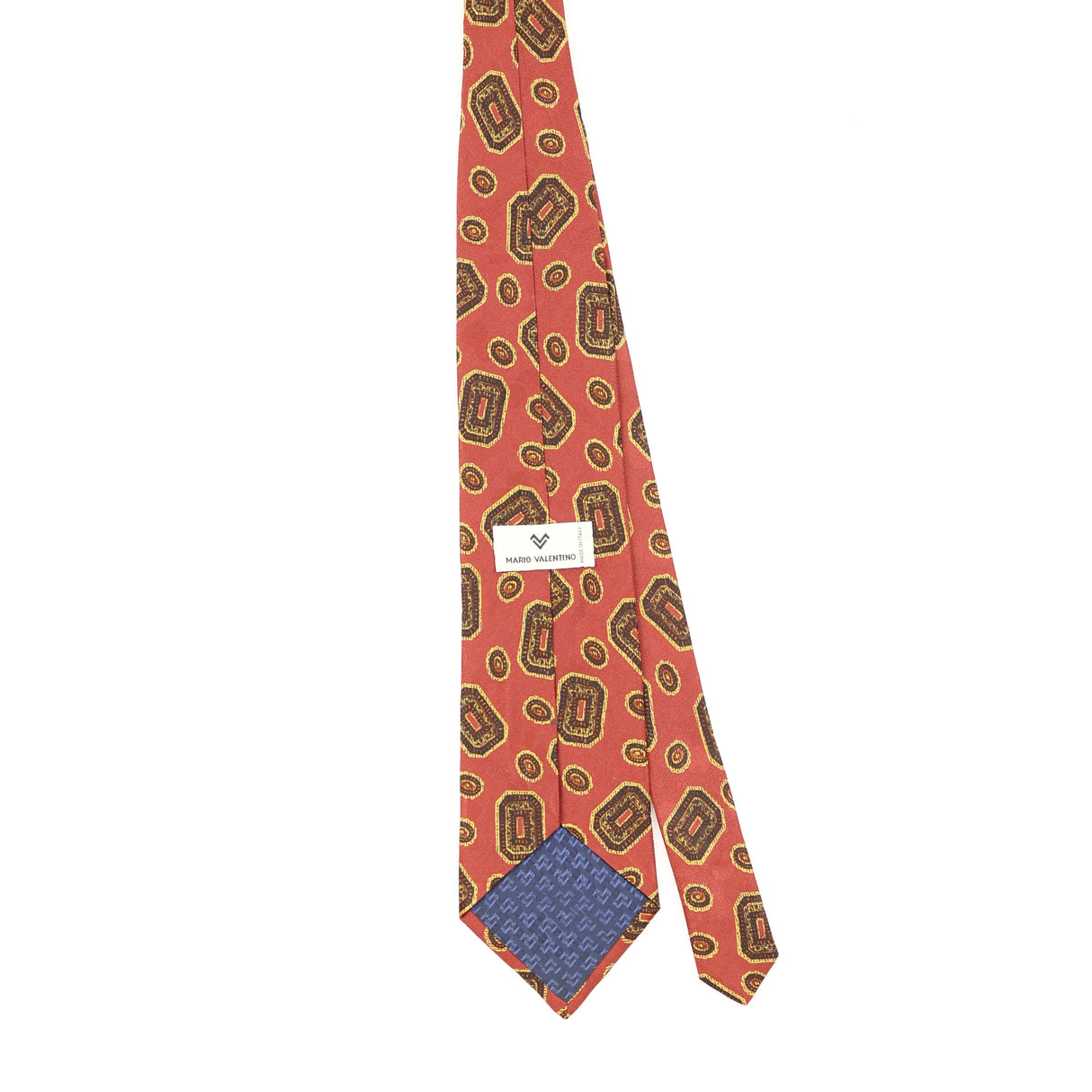Back of Vintage 1990's Mario Valentino Paisley Patterned Tie