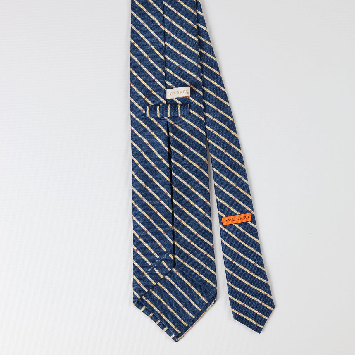Back of Vintage Bvlgari Striped Patterned Tie