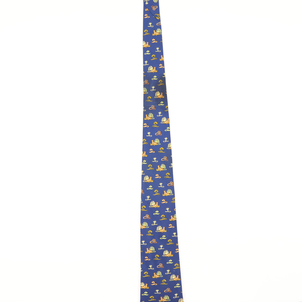 Damage of Vintage 1990's Salvatore Ferragamo Tiger Geometric Patterned Tie