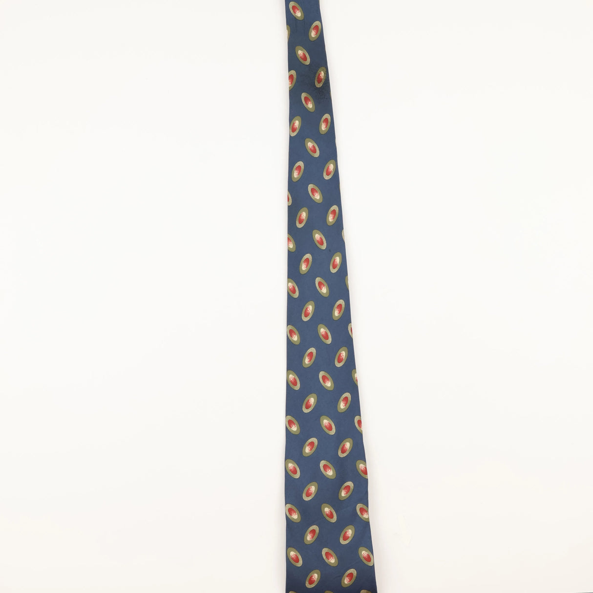 Damage of Vintage 1990's Olive Geometric Patterned Tie