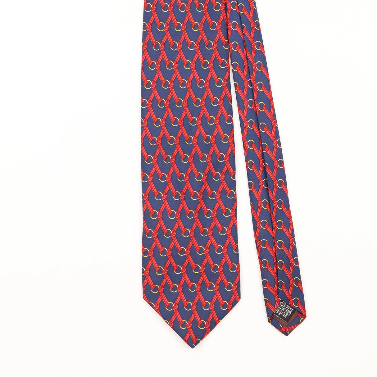 Front Detail of Vintage 1990's Tie Rack Beaufort Ribbon Geometric Patterned Tie