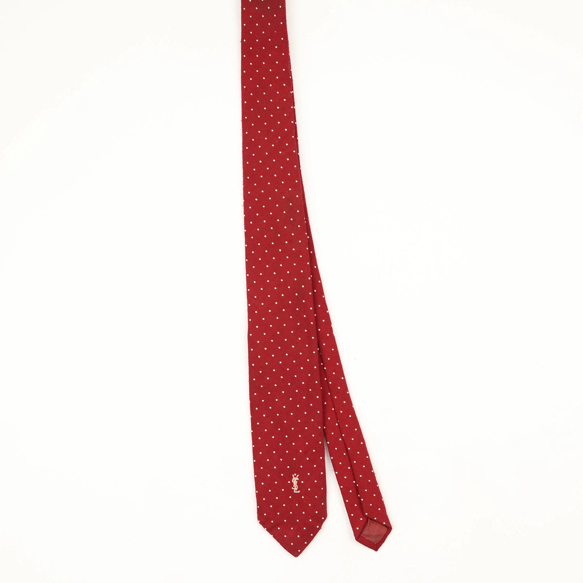 Front Front of Vintage 1990's Yves Saint Laurent Polka Dot Patterned Tie