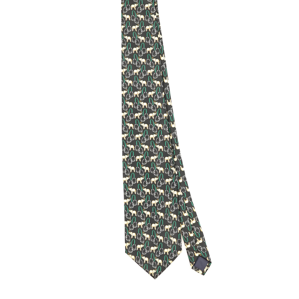 Front of Vintage 1990's Elephant Geometric Patterned Tie