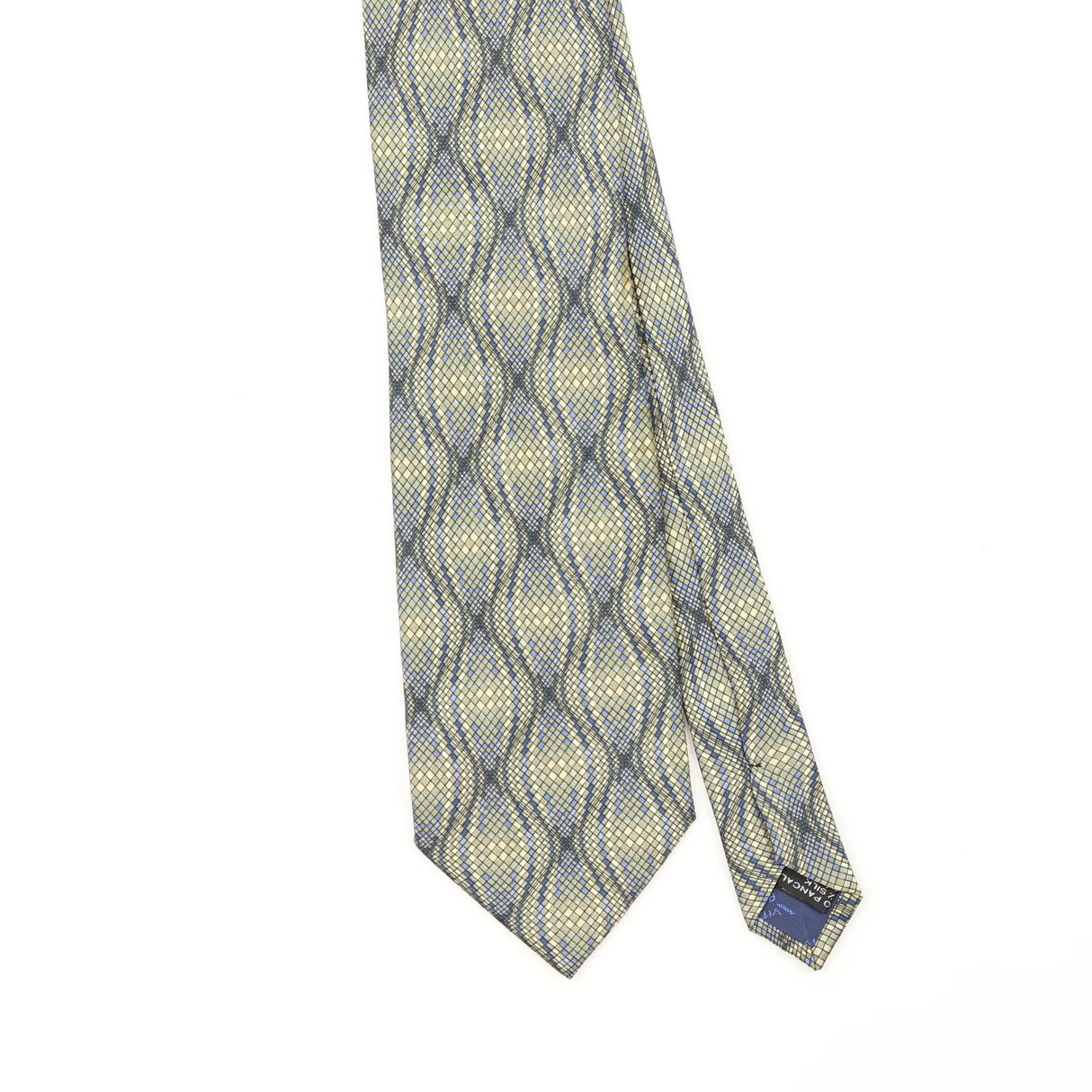Front Front Detail of Vintage 1990's Vitaliano Pancaldi Geometric Patterned Tie