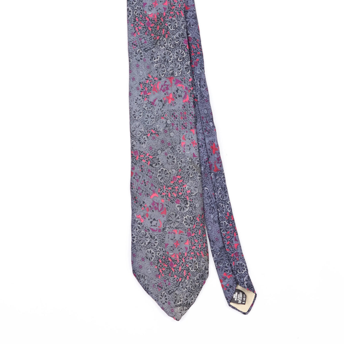 Front Front Detail of Vintage 1990's Floral Patterned Tie