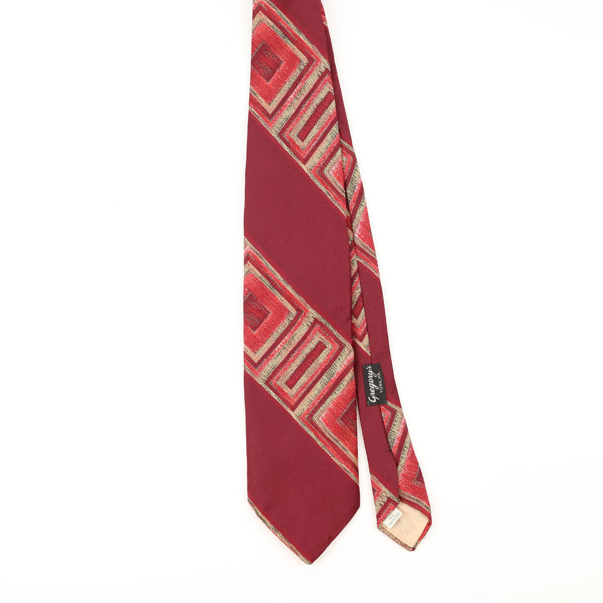 Front of Vintage 1980's Beau Brummell Geometric Patterned Tie
