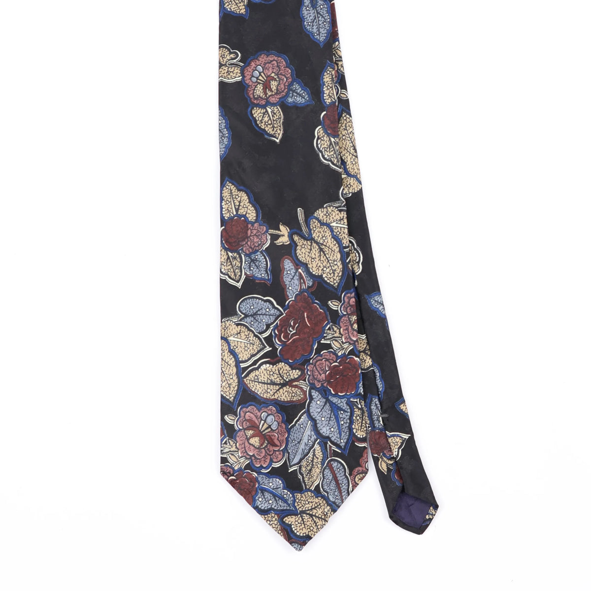 Front Front Detail of Vintage Floral Patterned Tie