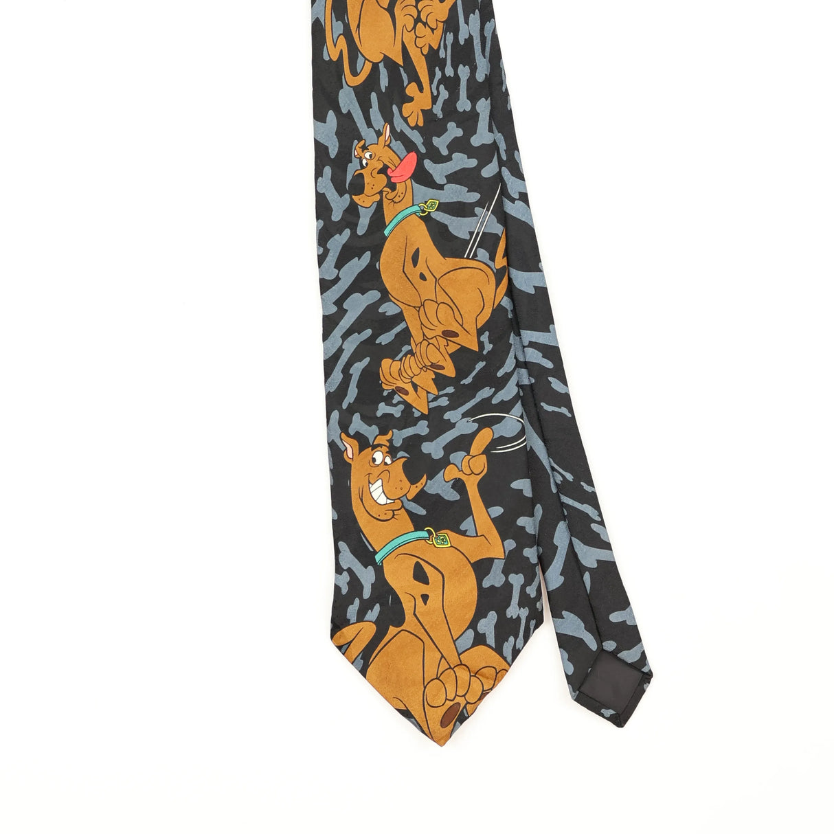 Front Front Detail of Vintage 1990's Scooby Doo Cartoon Patterned Tie