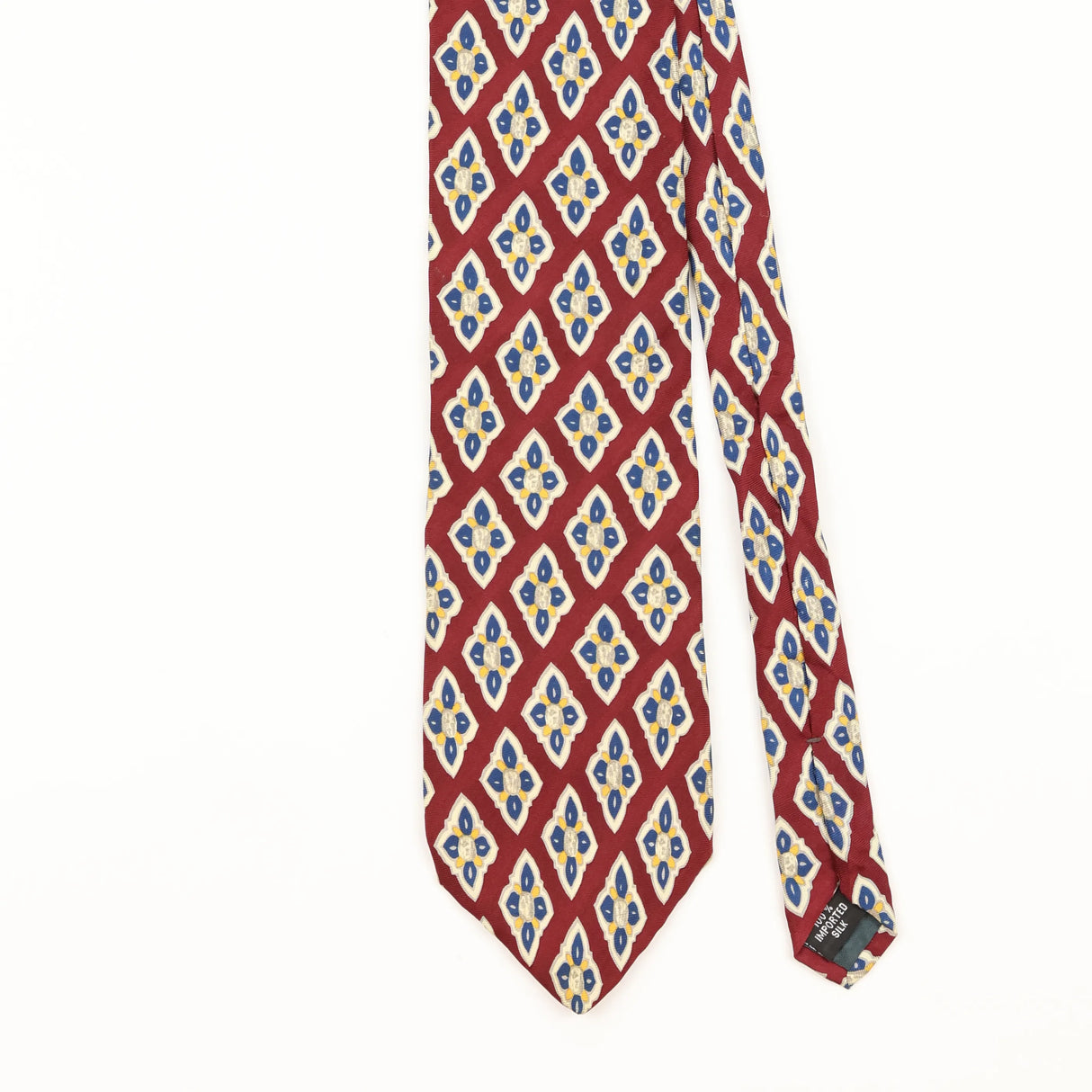 Front Detail of Vintage 1990's Isaco Geometric Patterned Tie