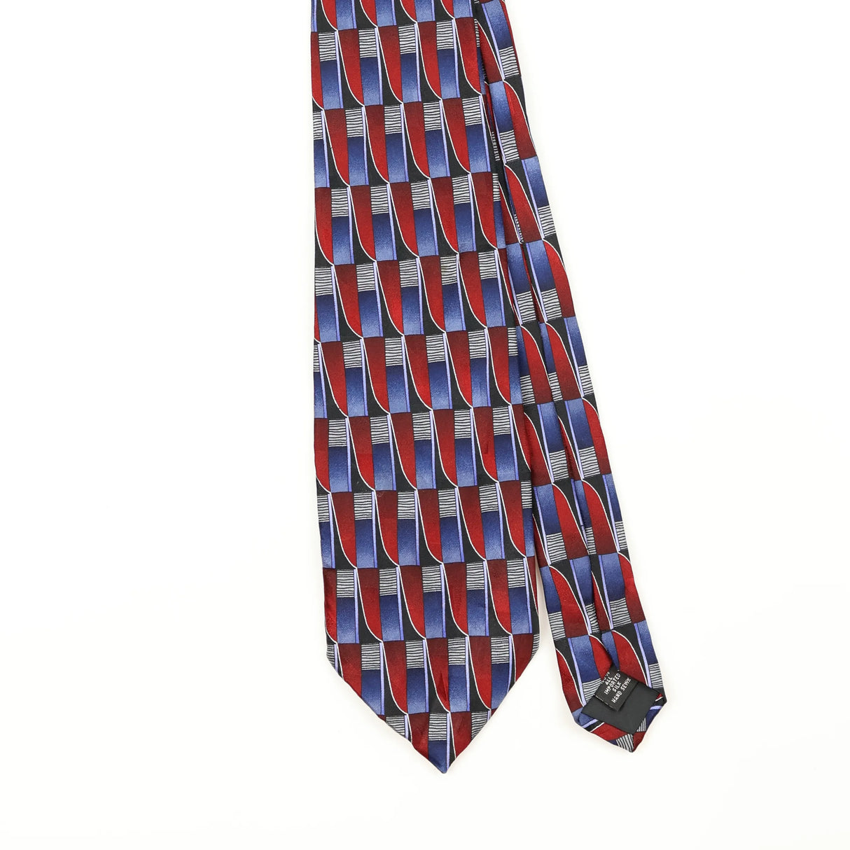 Front Front Detail of Vintage 1990's Geometric Patterned Tie