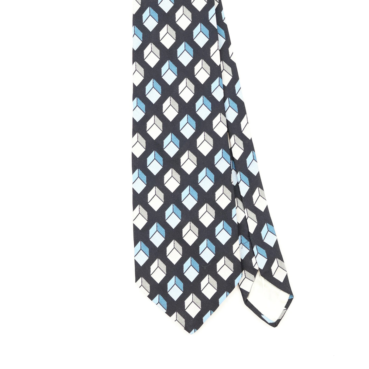 Front Front Detail of Vintage 1980's Nina Ricci Cubes Geometric Patterned Tie