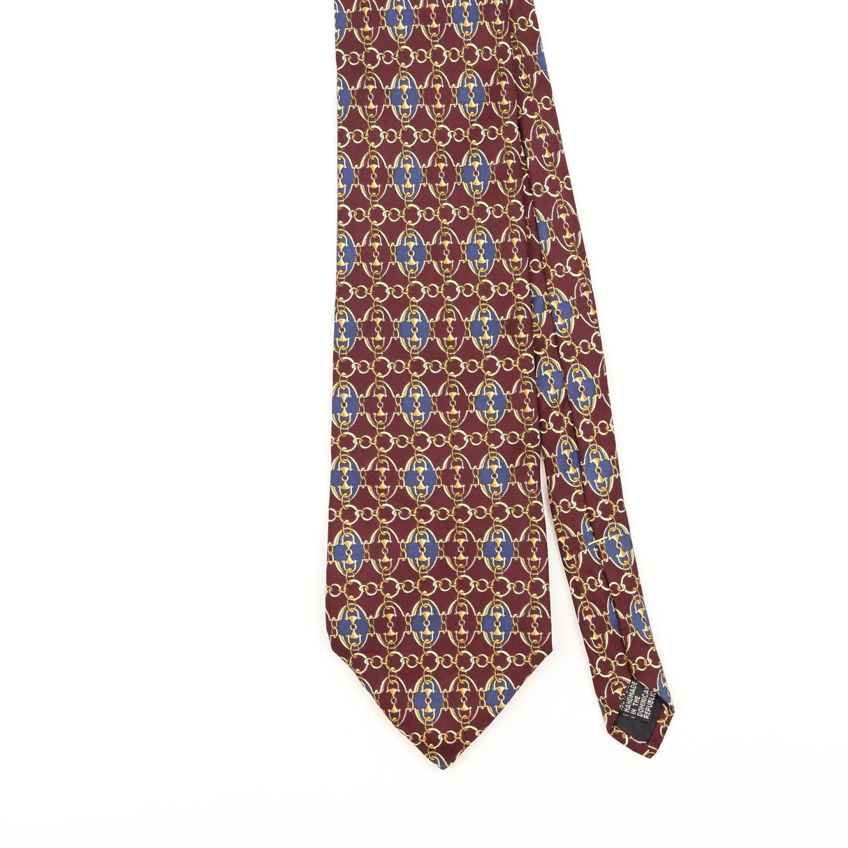 Front Detail of Vintage 1990's Claybrooke Geometric Patterned Tie