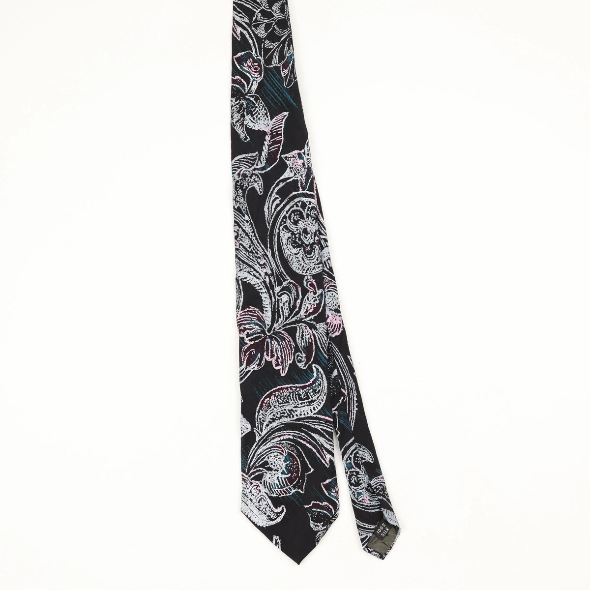 Front Front of Vintage 1990's Floral Patterned Tie