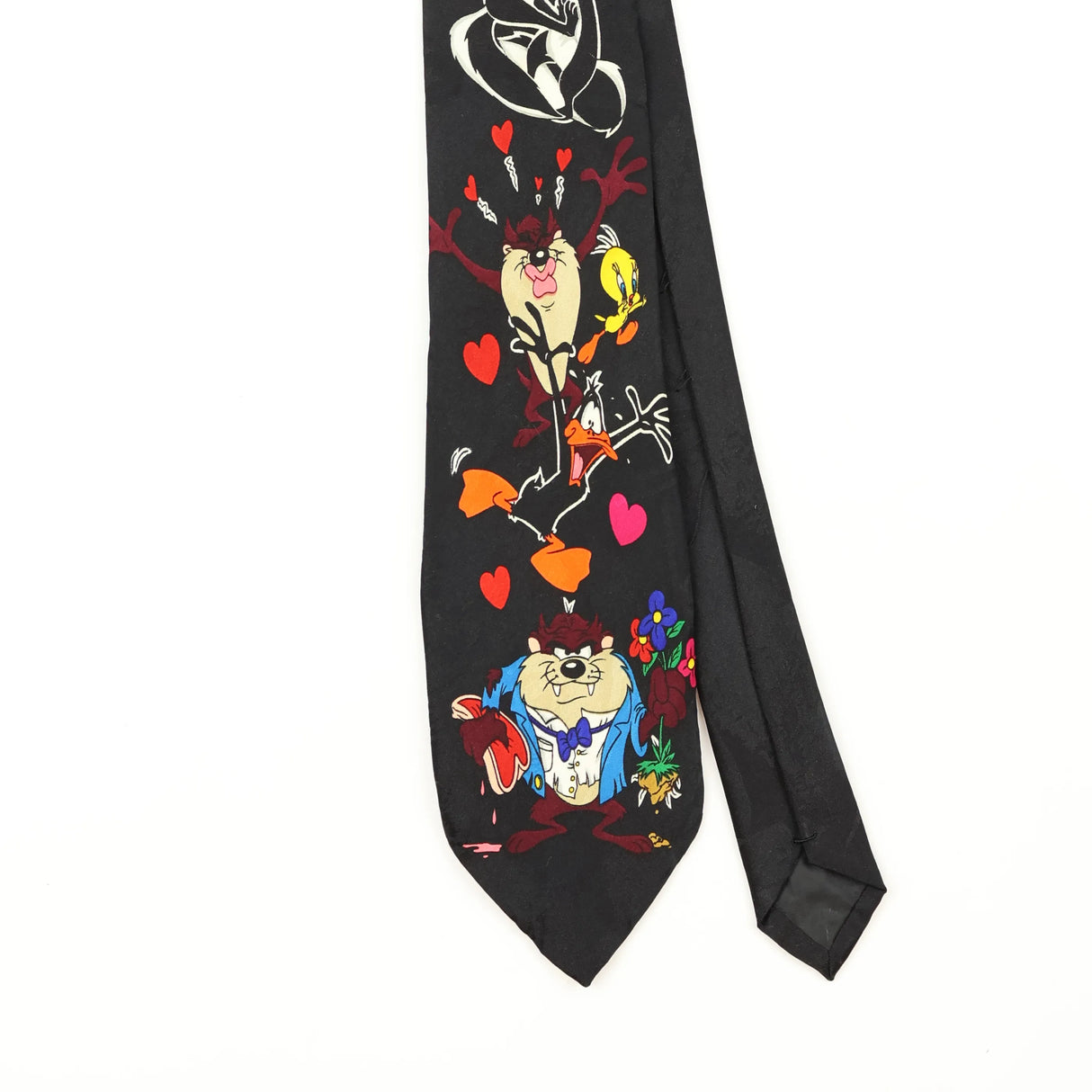 Front Front Detail of Vintage 1990's Looney Tunes Cartoon Patterned Tie