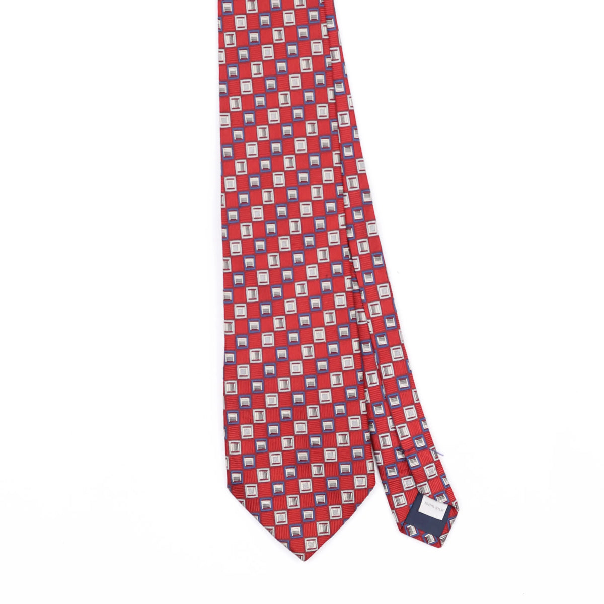 Front Front Detail of Vintage 1990's Stafford Squares Geometric Patterned Tie