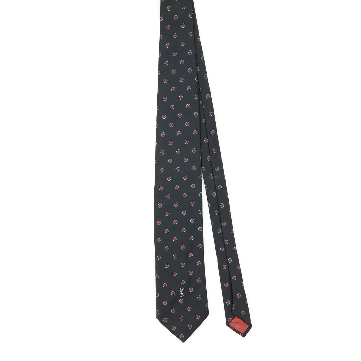 Front of Vintage 1990's Yves Saint Laurent Geometric Patterned Tie