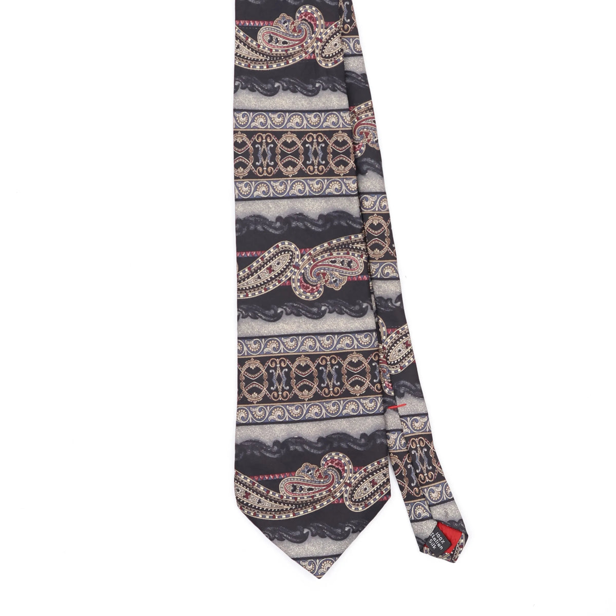 Front Front Detail of Vintage 1990's Halston Paisley Patterned Tie