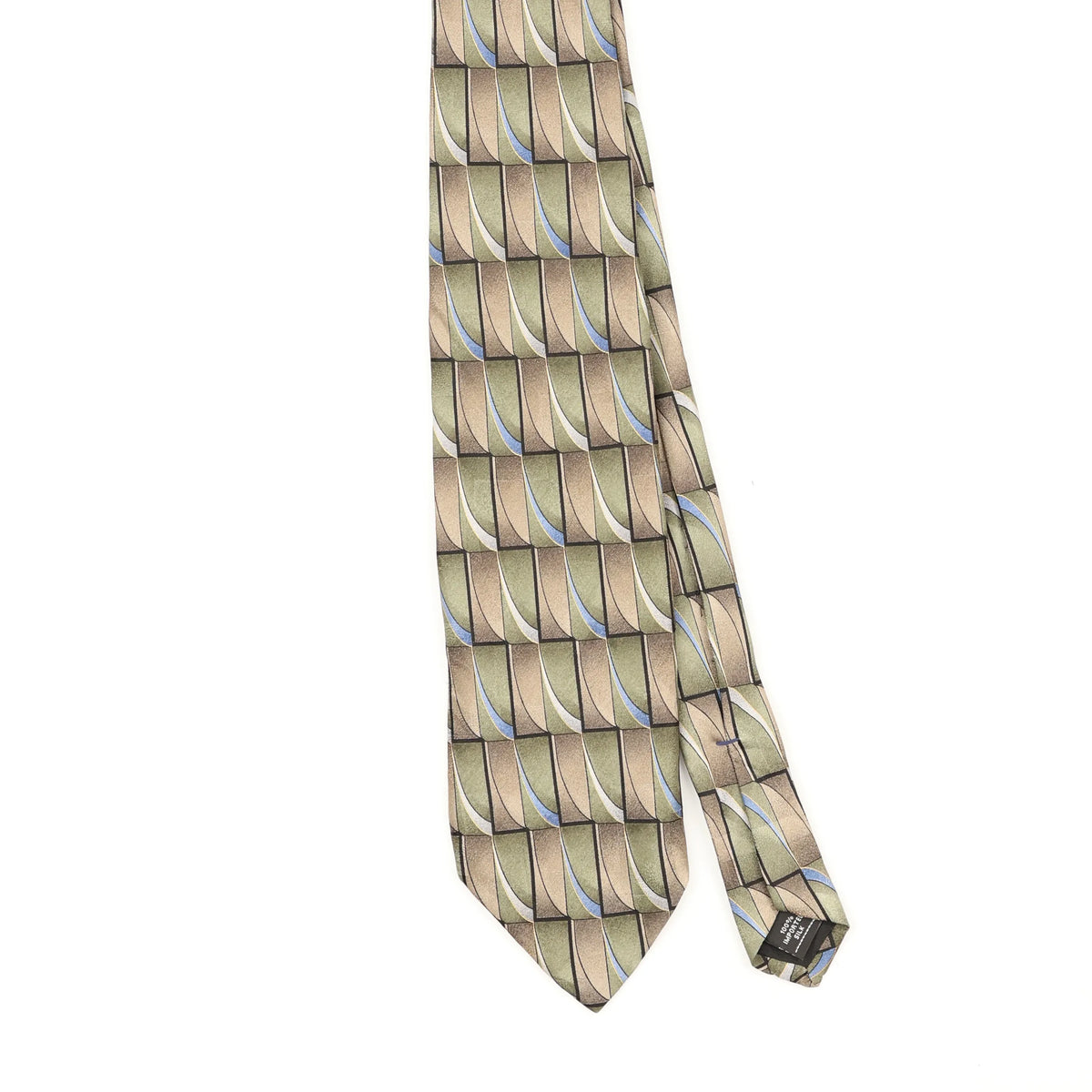Front Front Detail of Vintage 1990's Geometric Patterned Tie