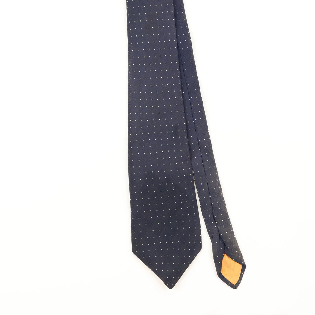 Front Detail of Vintage 1990's Christian Dior Polka Dot Patterned Tie