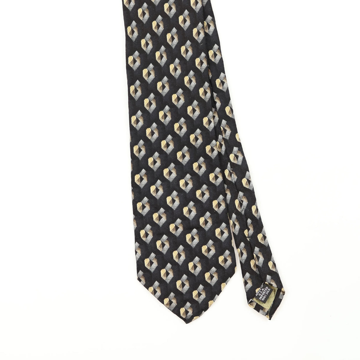 Front Front Detail of Vintage 1990's Geometric Patterned Tie