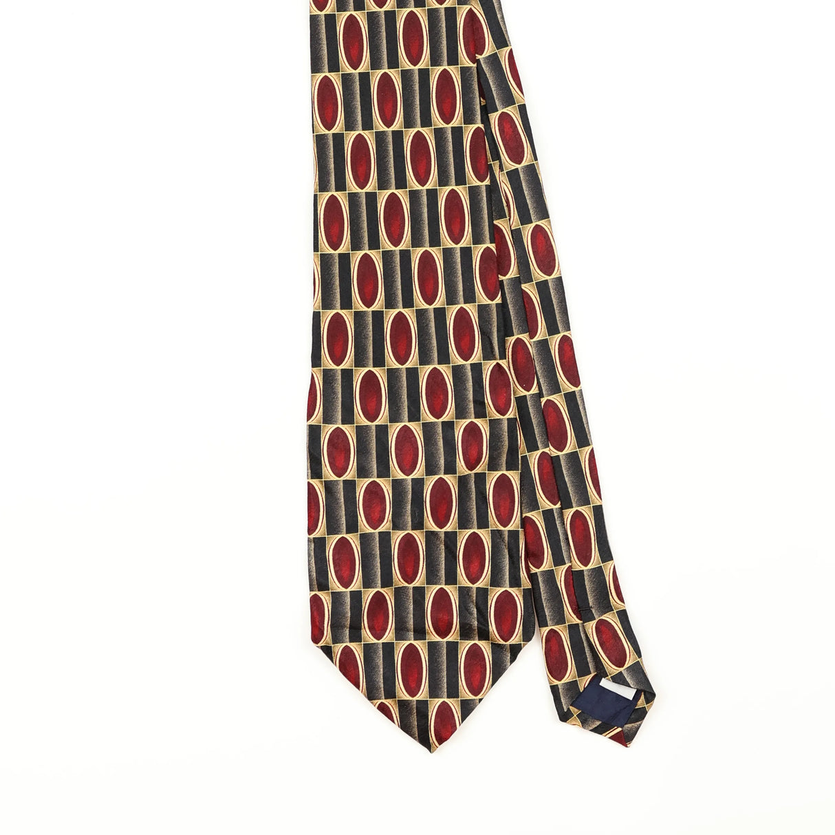 Front Detail of Vintage 1990's Pierre Cardin Geometric Patterned Tie