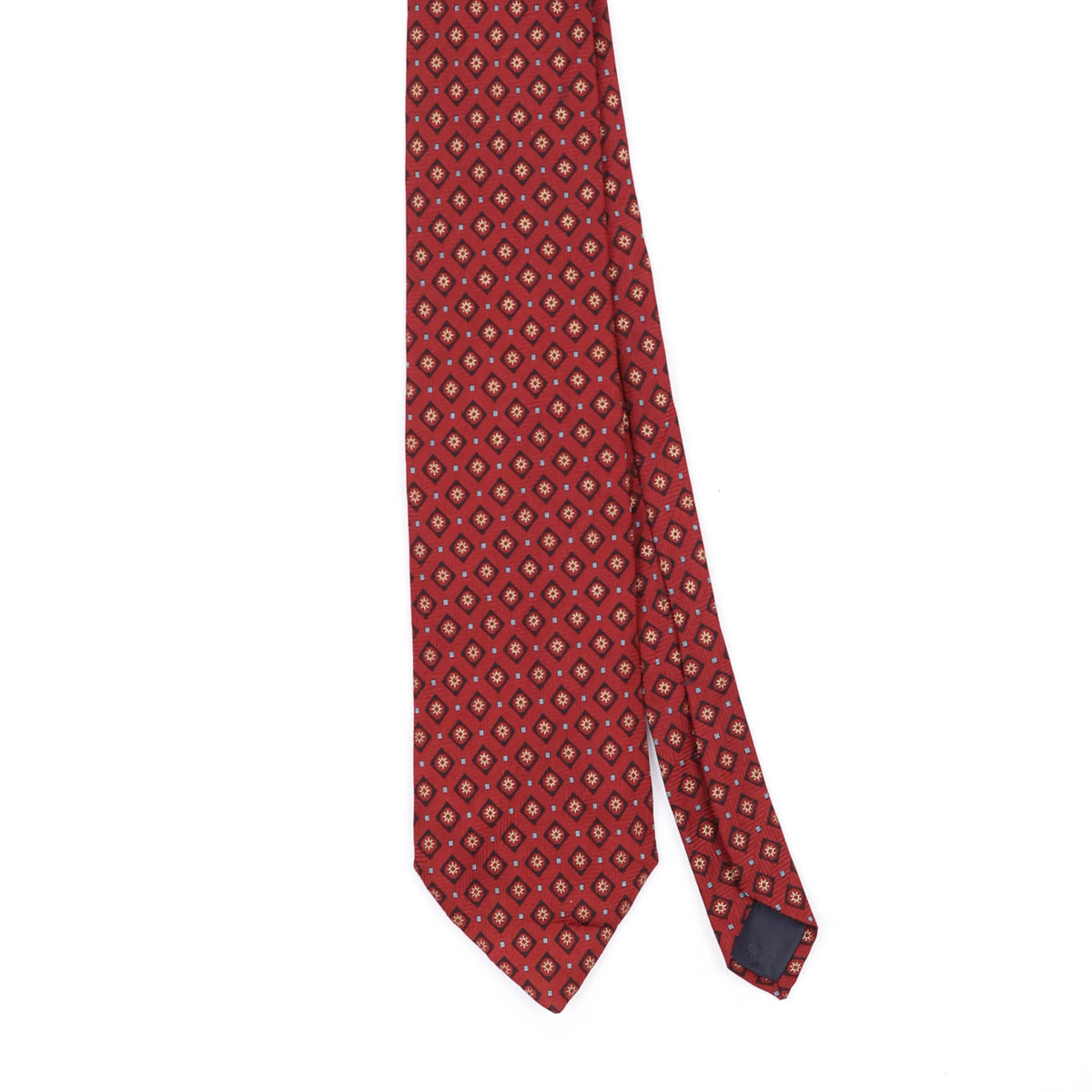 Front Front Detail of Vintage 1990's Brooks Brothers Foulard Geometric Patterned Tie