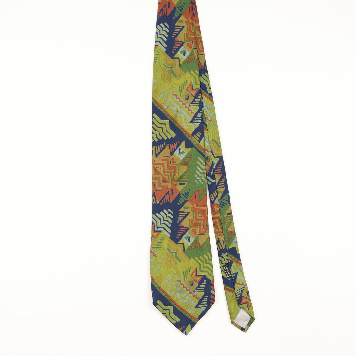 Front of Vintage 1990's Gino Rossini Aztec Abstract Patterned Tie