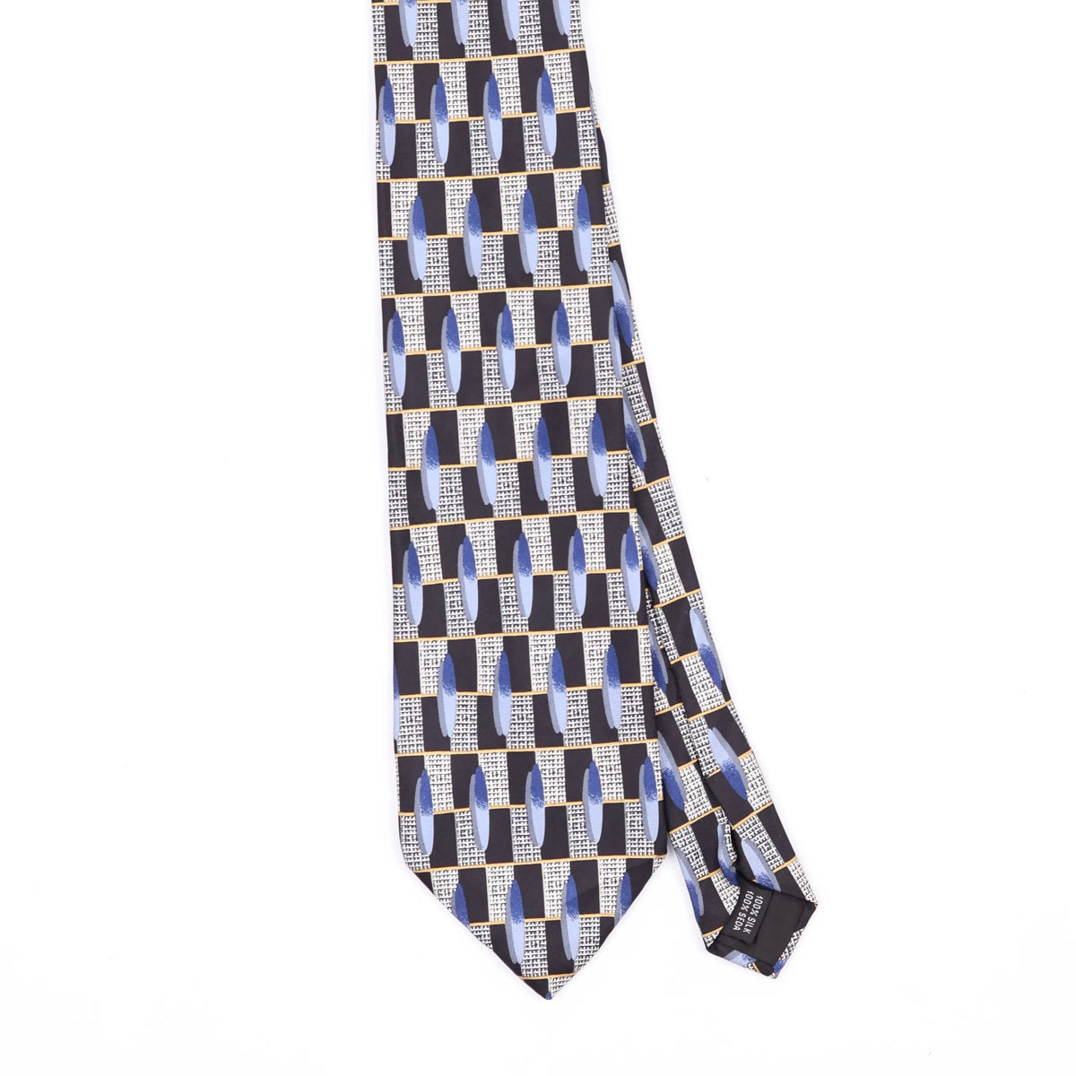 Front Front Detail of Vintage 1990's Stafford Ovals Geometric Patterned Tie