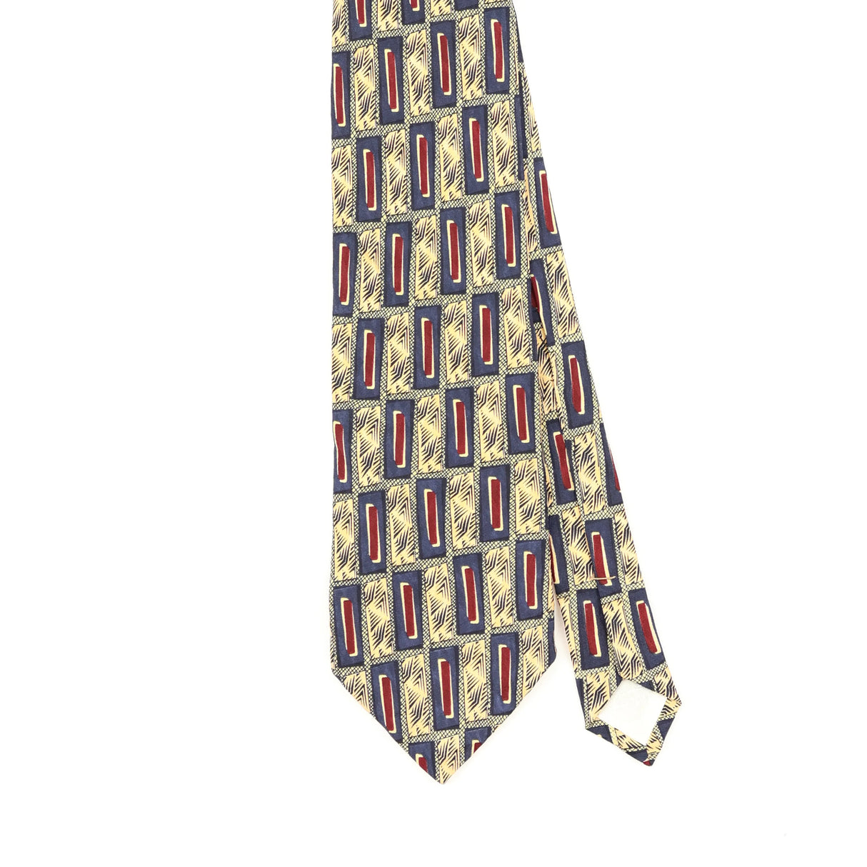 Front Front Detail of Vintage 1990's Ferrell Reed Geometric Patterned Tie