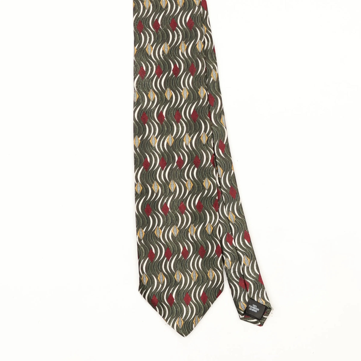 Front Front Detail of Vintage 1990's Waves Geometric Patterned Tie